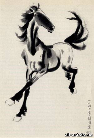 9. Сюй Бэй-хун. Быстро скачущая лошадь. 1930-е годы. Тушь